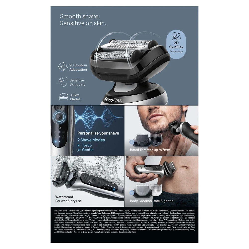 Braun Series 6 62-S7650cc Folie shaver Trimmer Sølv