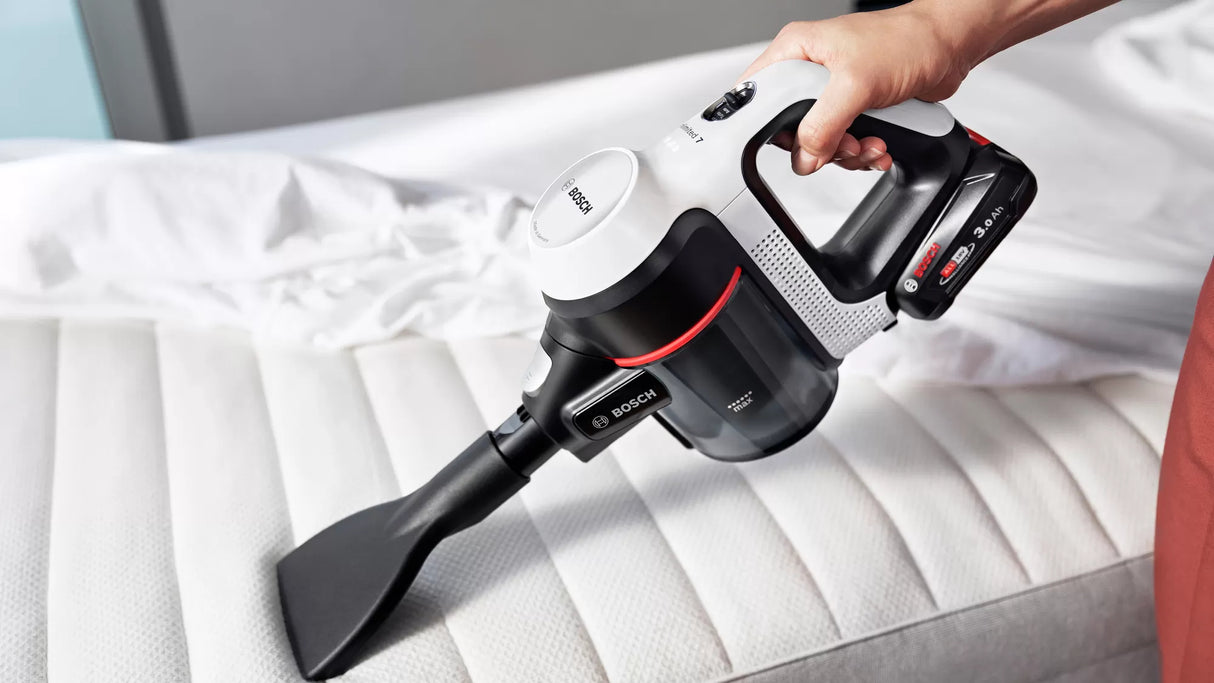 Bosch BBS711W stav støvsuger & elektrisk kost 2-i-1 stangstøvsuger Batteri Dry Hygiejnefilter Poseløs 0,3 L Hvid