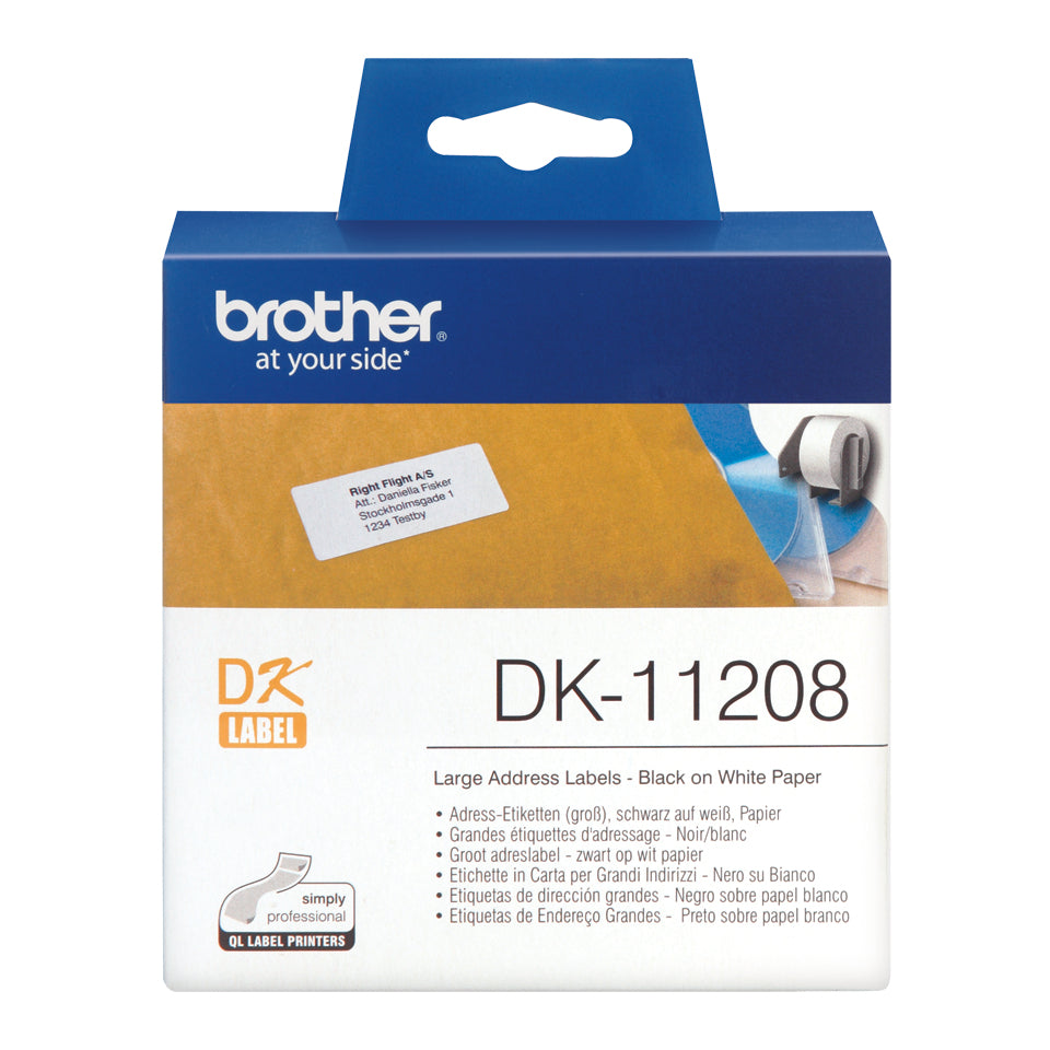 Brother DK-11208 etiketbånd Sort på hvid