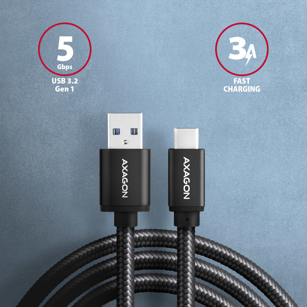 Axagon BUCM3-AM15AB USB-kabel USB 3.2 Gen 1 (3.1 Gen 1) 1,5 m USB C USB A 5 Gbit/sek. Sort