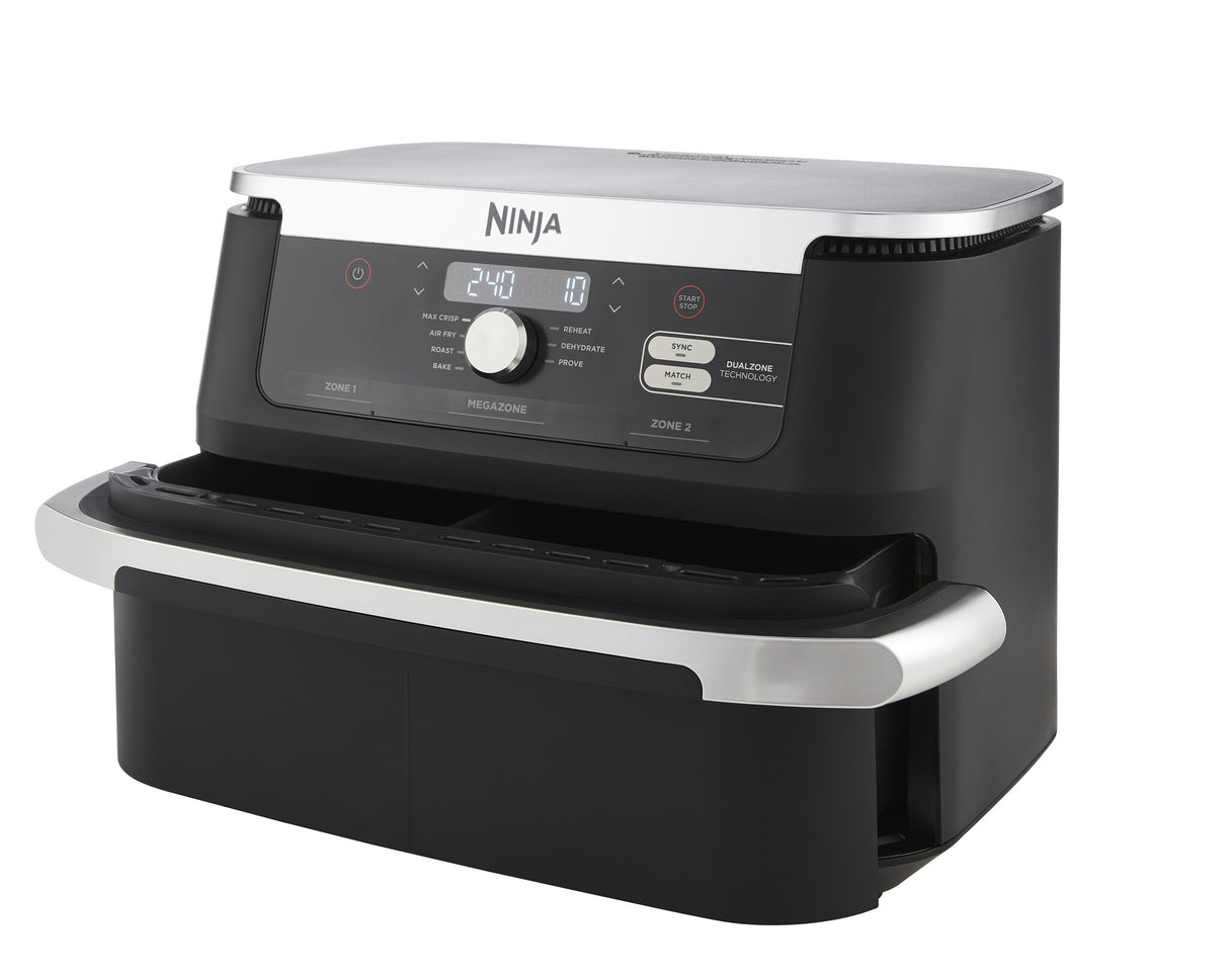 Ninja AF500EU frituregryde Dobbelt 10,4 L Enkeltstående 2470 W Varmluftsteger Sort, Rustfrit stål