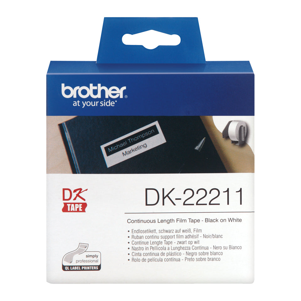 Brother DK-22211 etiketbånd Sort på hvid