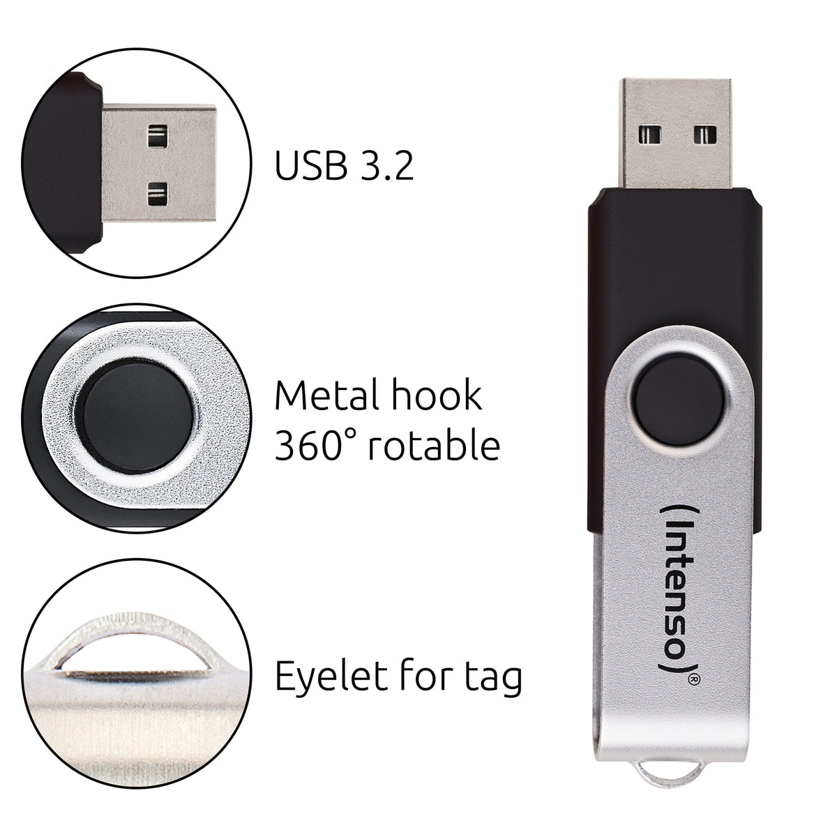 Intenso Pendrive 256GB Office Line USB 3.2, sort EU (3543492)