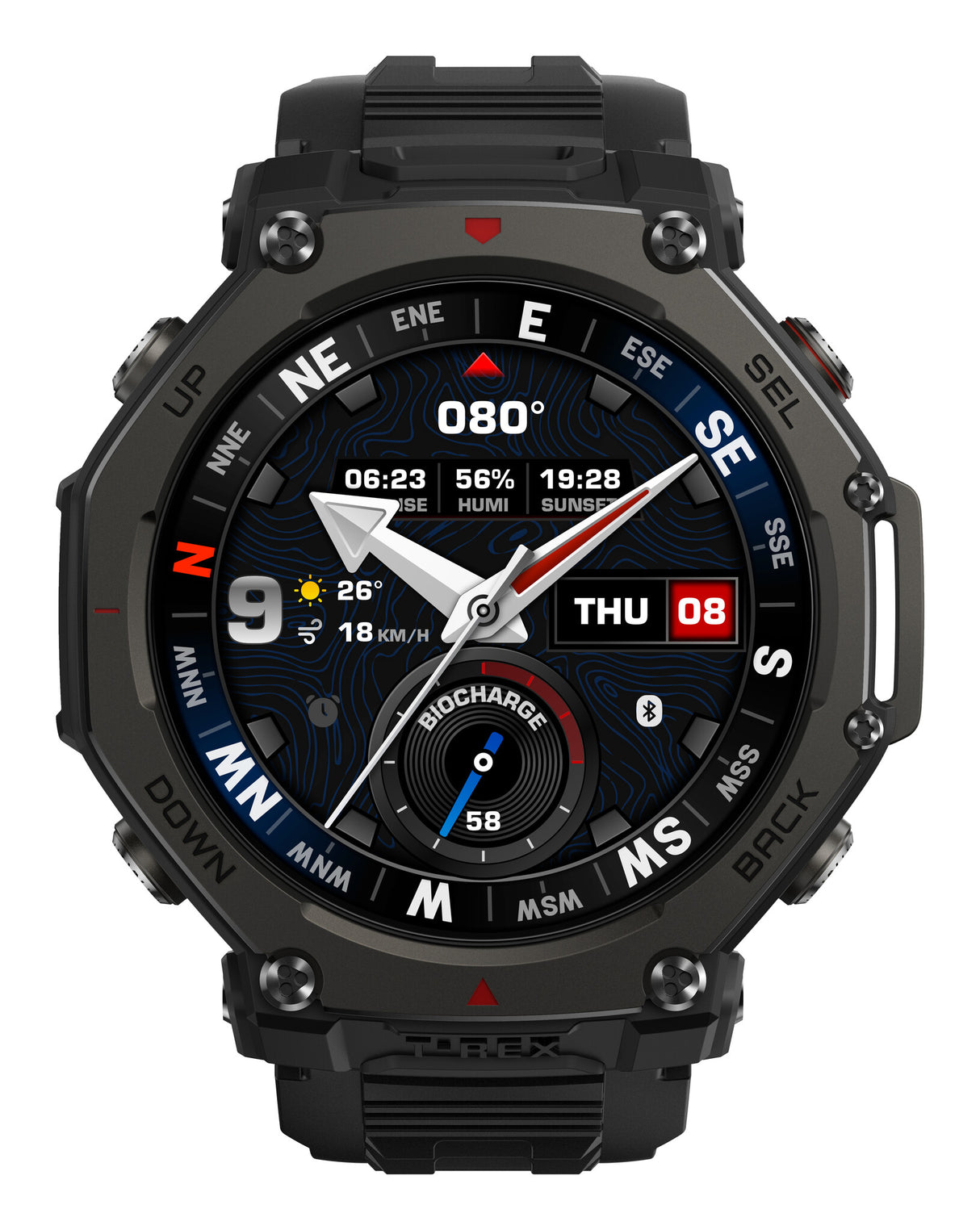 Amazfit T-Rex 3 Pro 3,81 cm (1.5") AMOLED 48 mm Digital 480 x 480 pixel Berøringsskærm Sort Wi-Fi GPS (satellit)