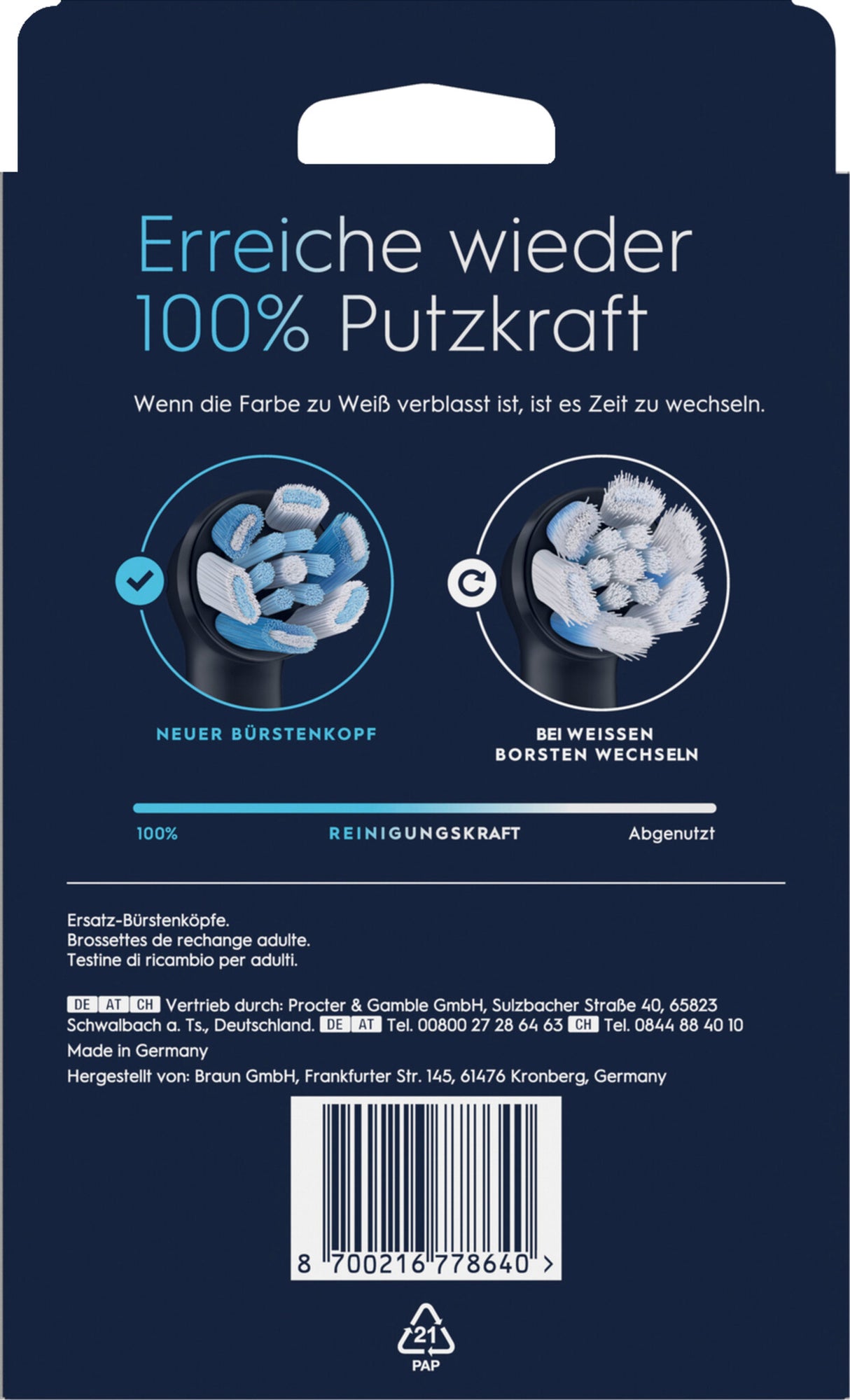Oral-B 8700216778640 børstehoved til elektrisk tandbørste 8 stk Sort