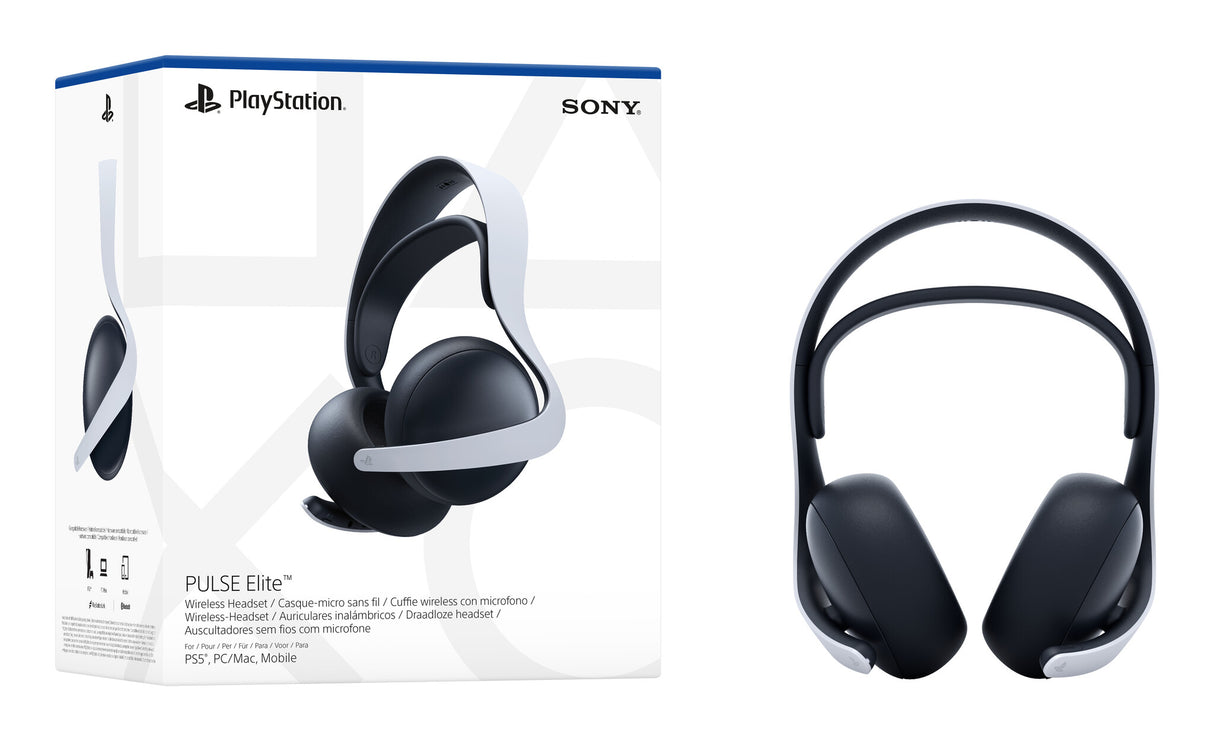 Sony PULSE Elite Headset Kabel & trådløs Spil Bluetooth Opladningsstativ Sort, Hvid