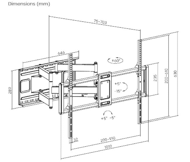 Gembird WM-120ST-01 TV mount/stand 3.05 m (120") Black