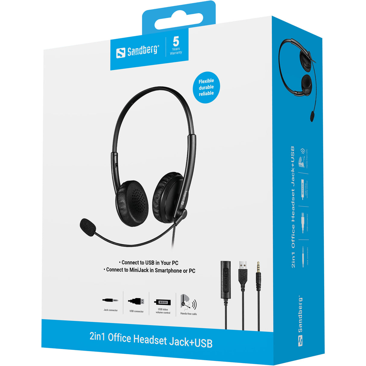 Sandberg 126-21 hovedtelefoner/headset Ledningsført Kontor/Callcenter Sort