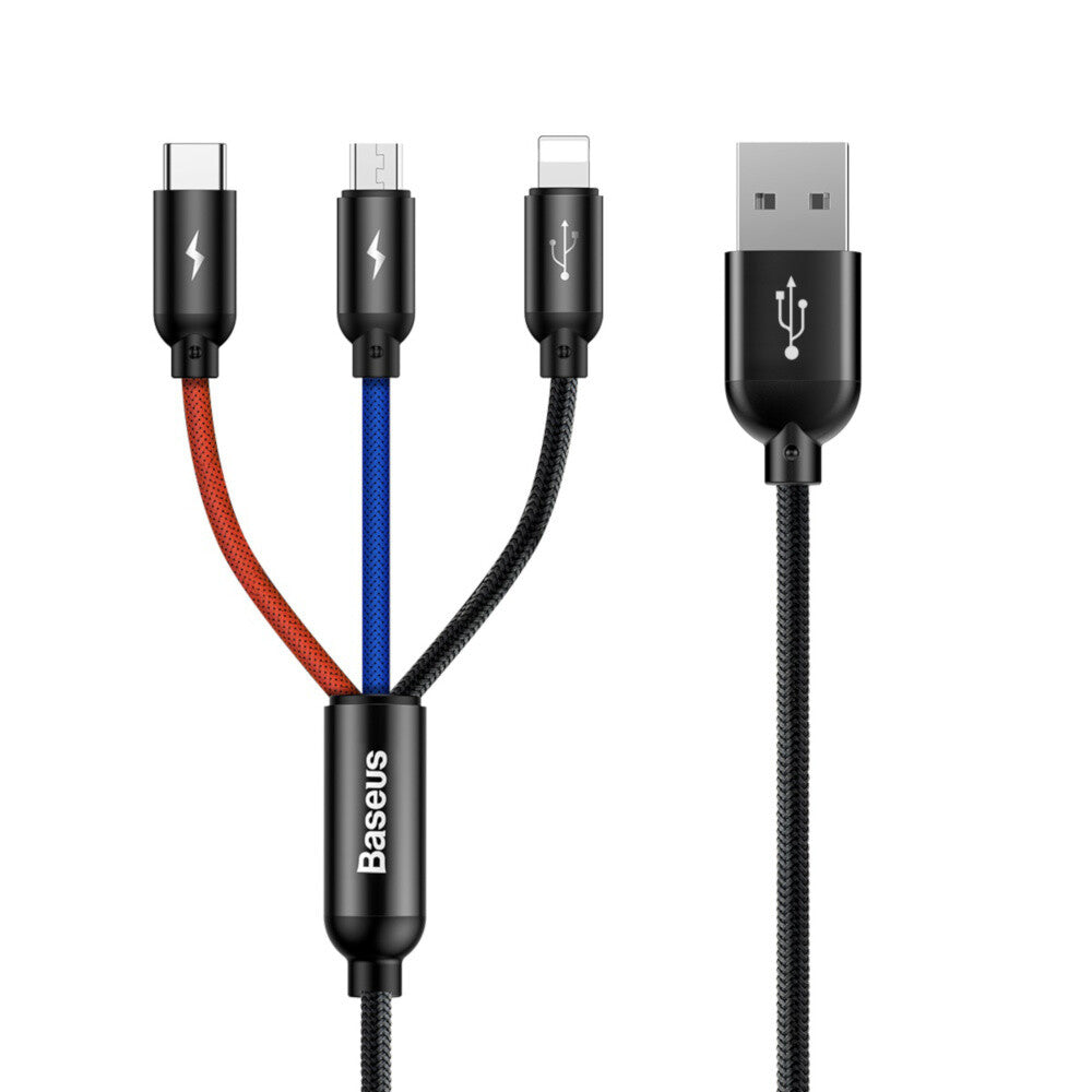 Colorfone CAMLT-BSY01 USB-kabel 1,2 m USB A 3 x USB C Sort, Rød, Blå