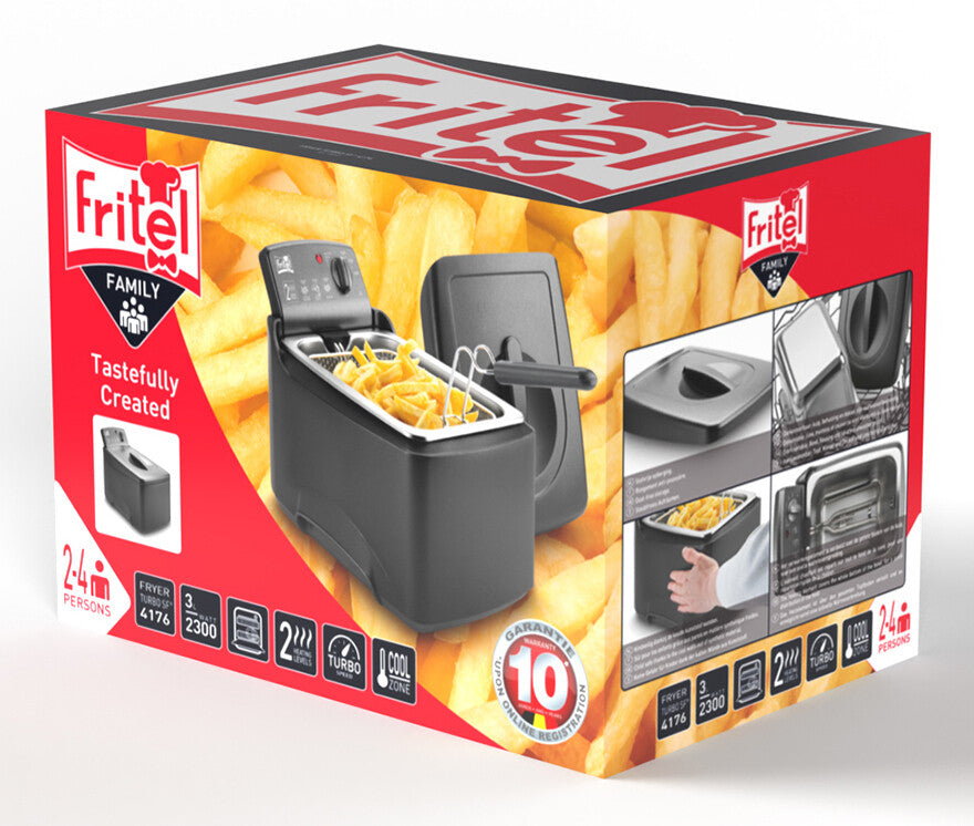 Fritel Turbo SF 4176 Enkelt 3 L Enkeltstående 2300 W Frituregryde Anthracit, Sort