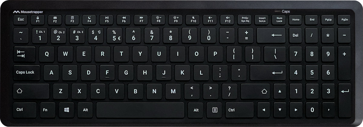 Mousetrapper Type Midi tastatur Hjemme/kontor USB + RF Wireless + Bluetooth QWERTY Nordisk Sort