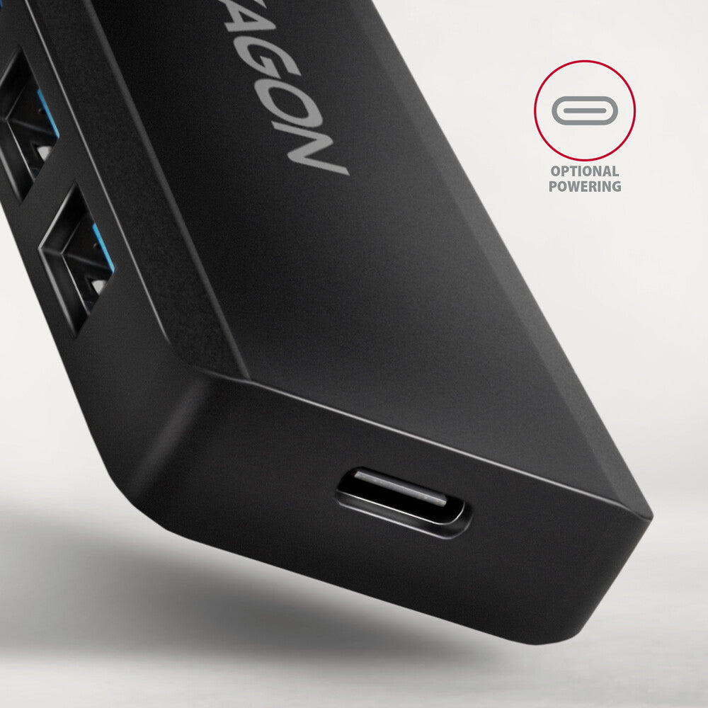 Axagon HUE-C1A interface hub USB 3.2 Gen 1 (3.1 Gen 1) Type-A 5000 Mbit/s Sort