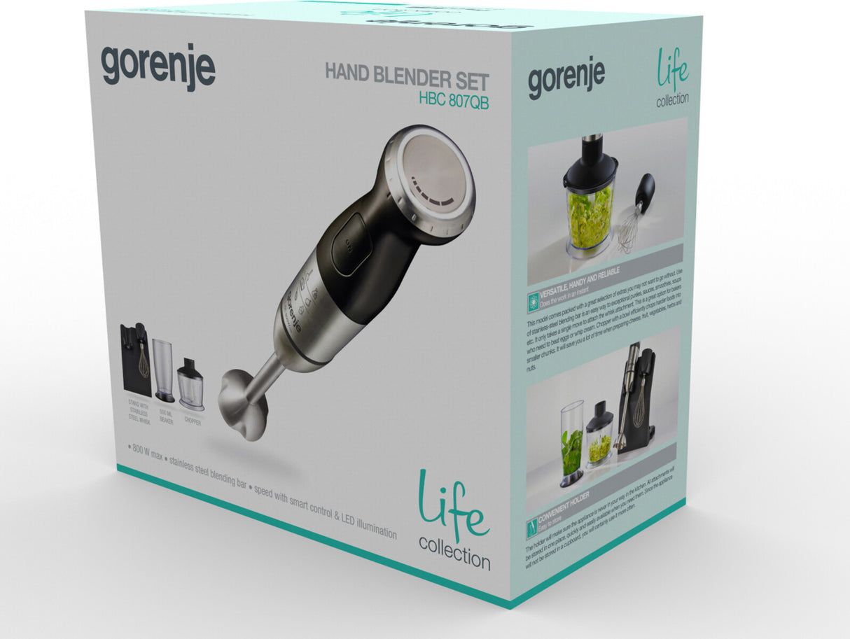 Gorenje HBC807QB 0,5 L Håndmixer 800 W Sort, Rustfrit stål