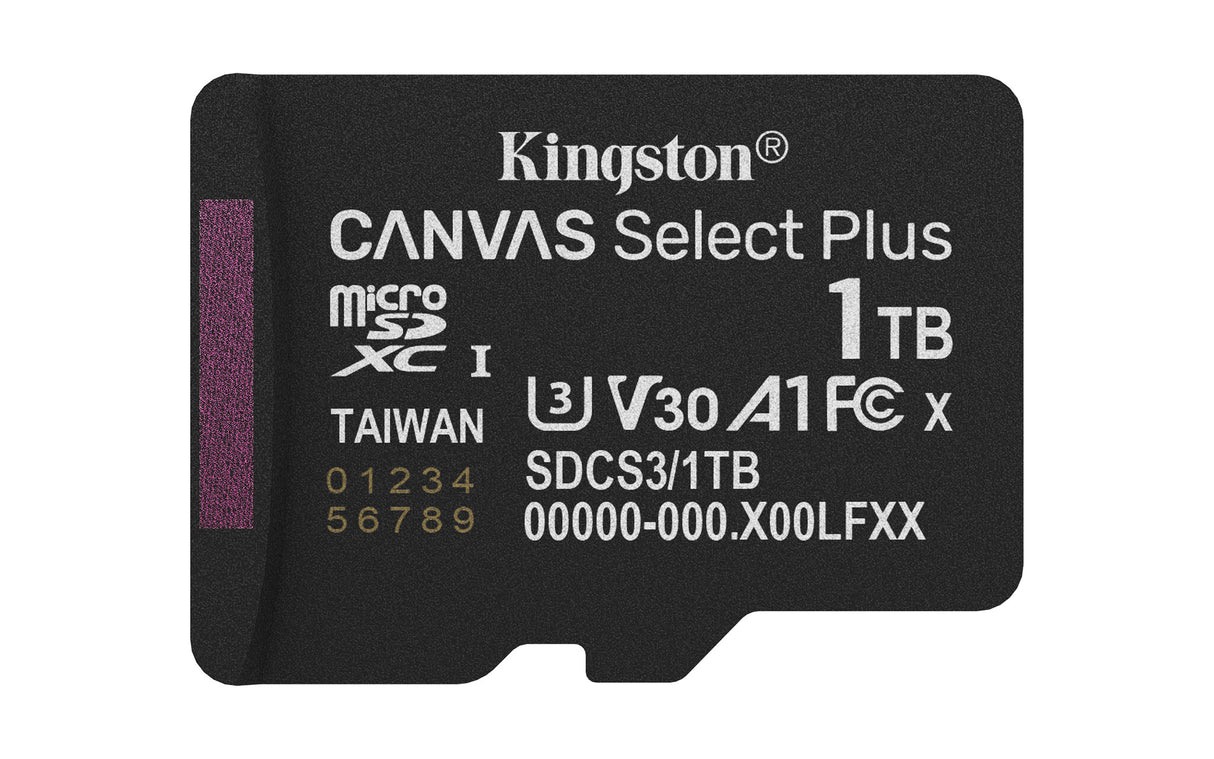 Kingston Technology 1 TB microSDXC Canvas Select Plus Gen3 150 MB/s A1-kort + adapter