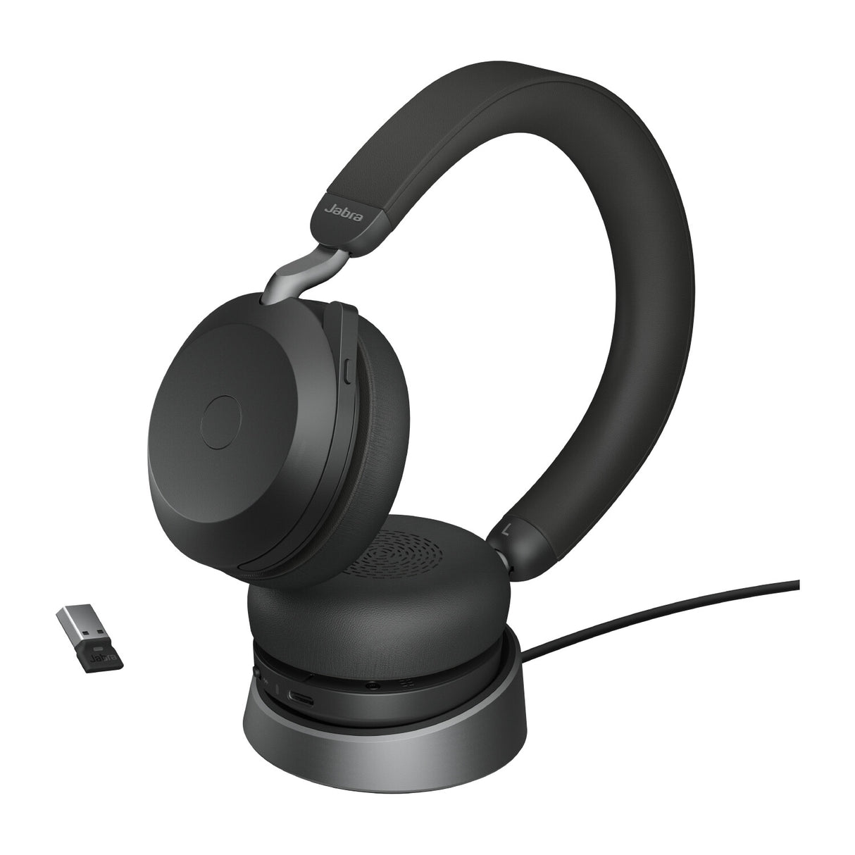 Jabra Evolve2 75 Headset Kabel & trådløs Kontor/Callcenter Bluetooth Opladningsstativ Sort