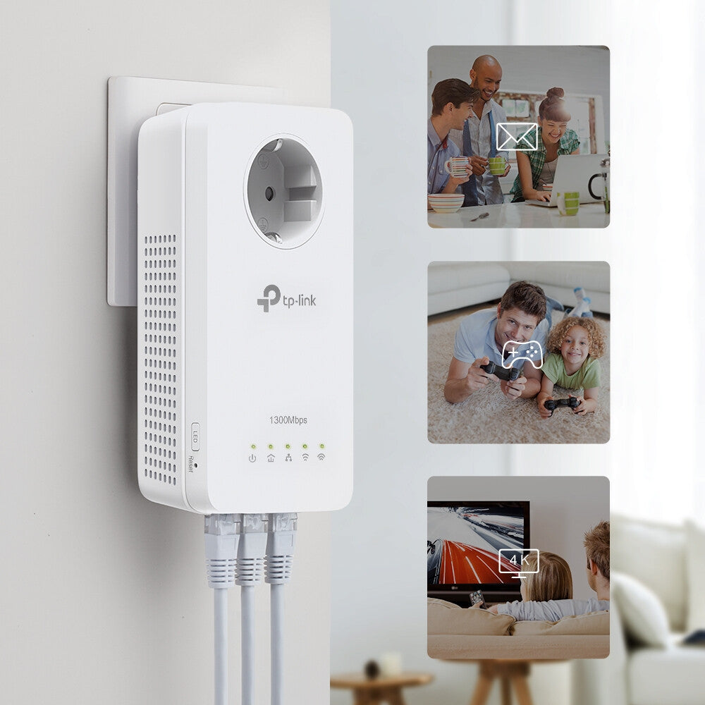 TP-Link TL-WPA8631P KIT Power Line netværksadapter 300 Mbit/s Ethernet LAN Wi-Fi Hvid 2 stk