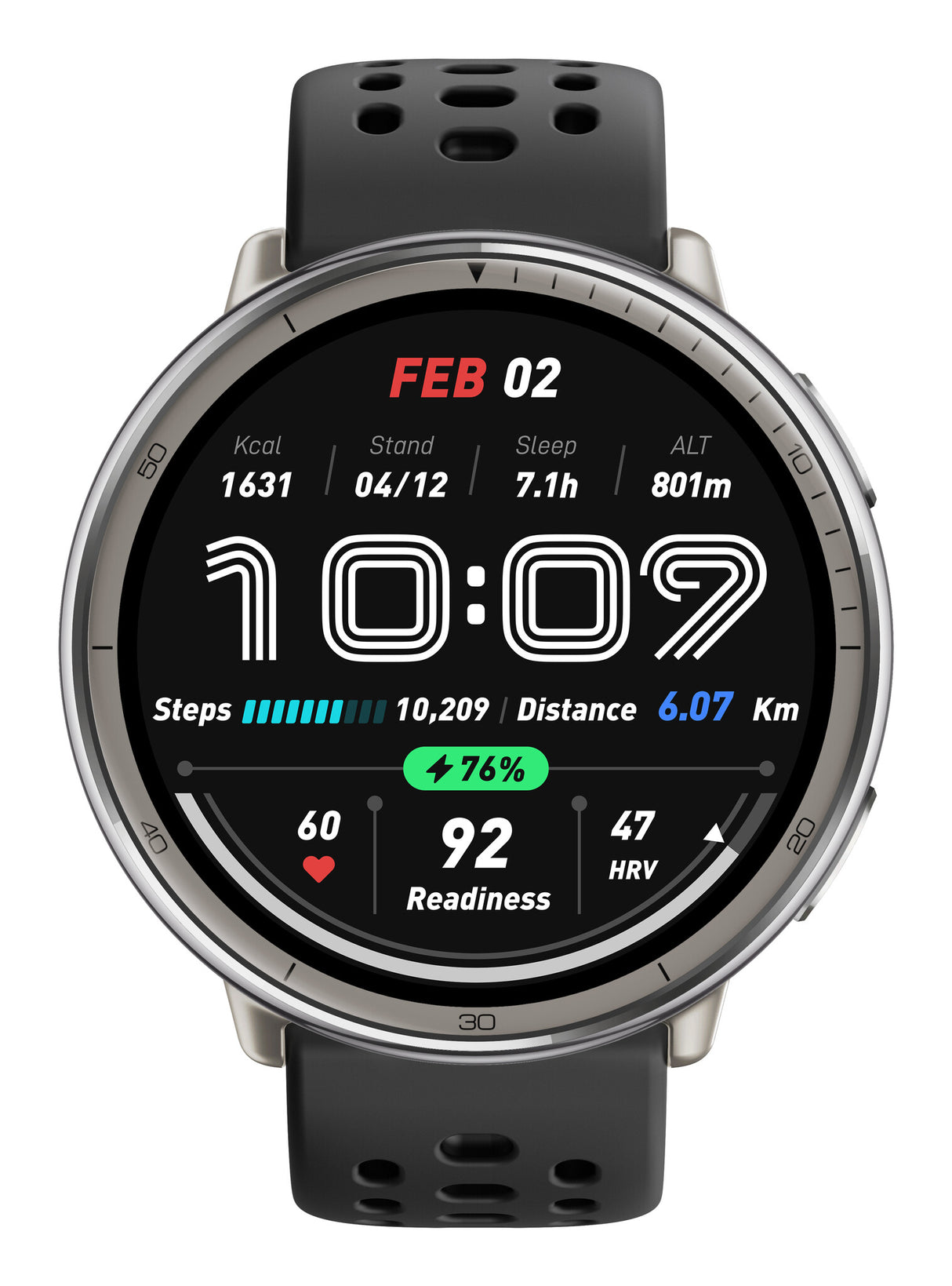 Amazfit W2433EU1N Smartwatch og sportsur 3,35 cm (1.32") AMOLED Digital 466 x 466 pixel Berøringsskærm Sølv