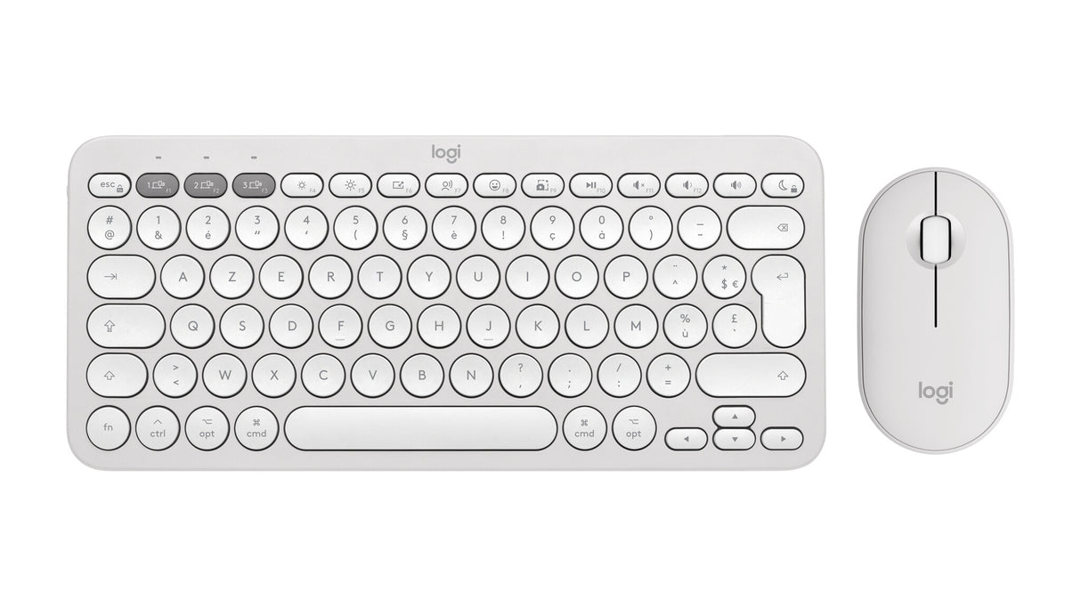 Logitech Pebble 2 Combo tastatur Mus inkluderet Universel RF trådløs + Bluetooth QWERTY US International Hvid