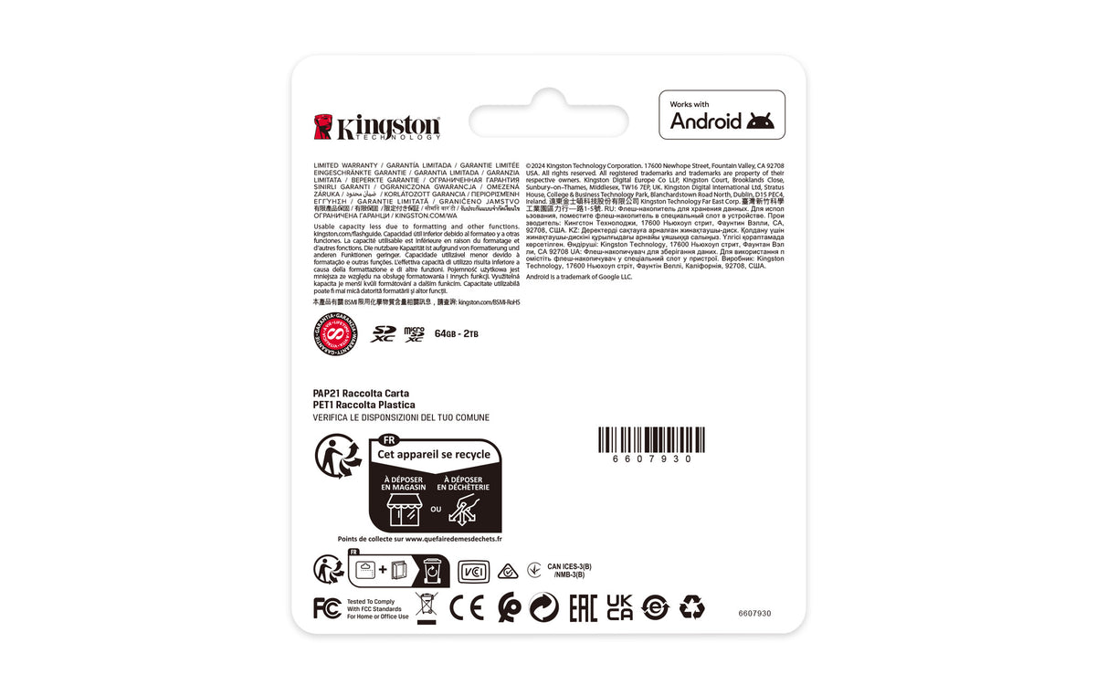 Kingston Technology 512GB micSDXC Canvas Select Plus Gen3 150R A1 Single Pack w/o ADP