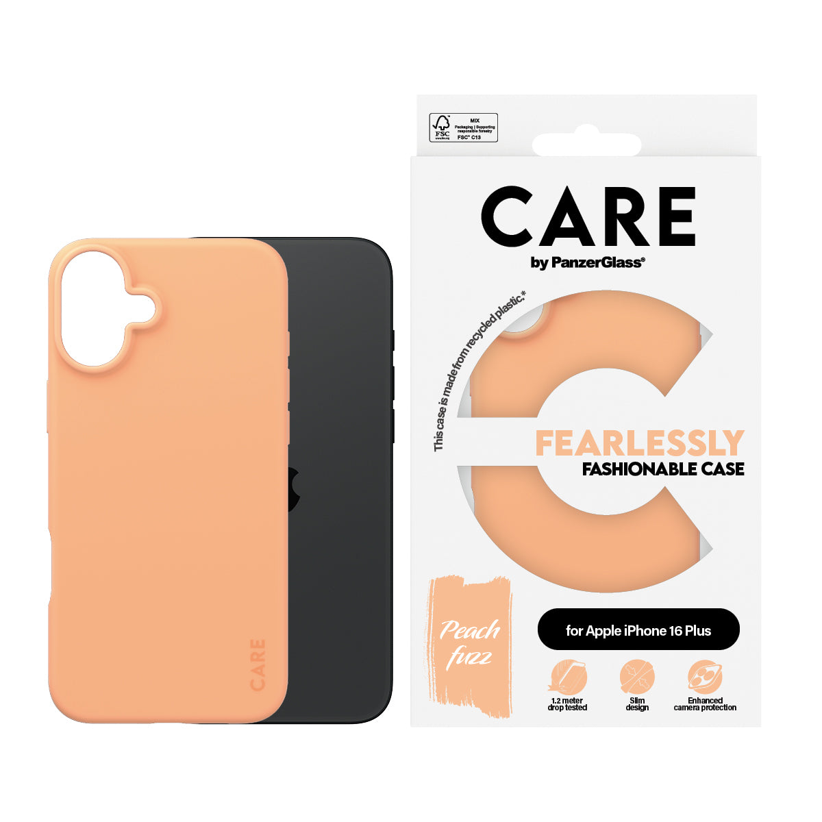 PanzerGlass CARE by ® Fashionable Case Peachy iPhone 16 Plus