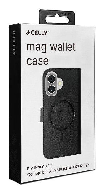 Celly WALLYMAG mobiltelefon etui 16 cm (6.3") Tegnebogsetui Sort