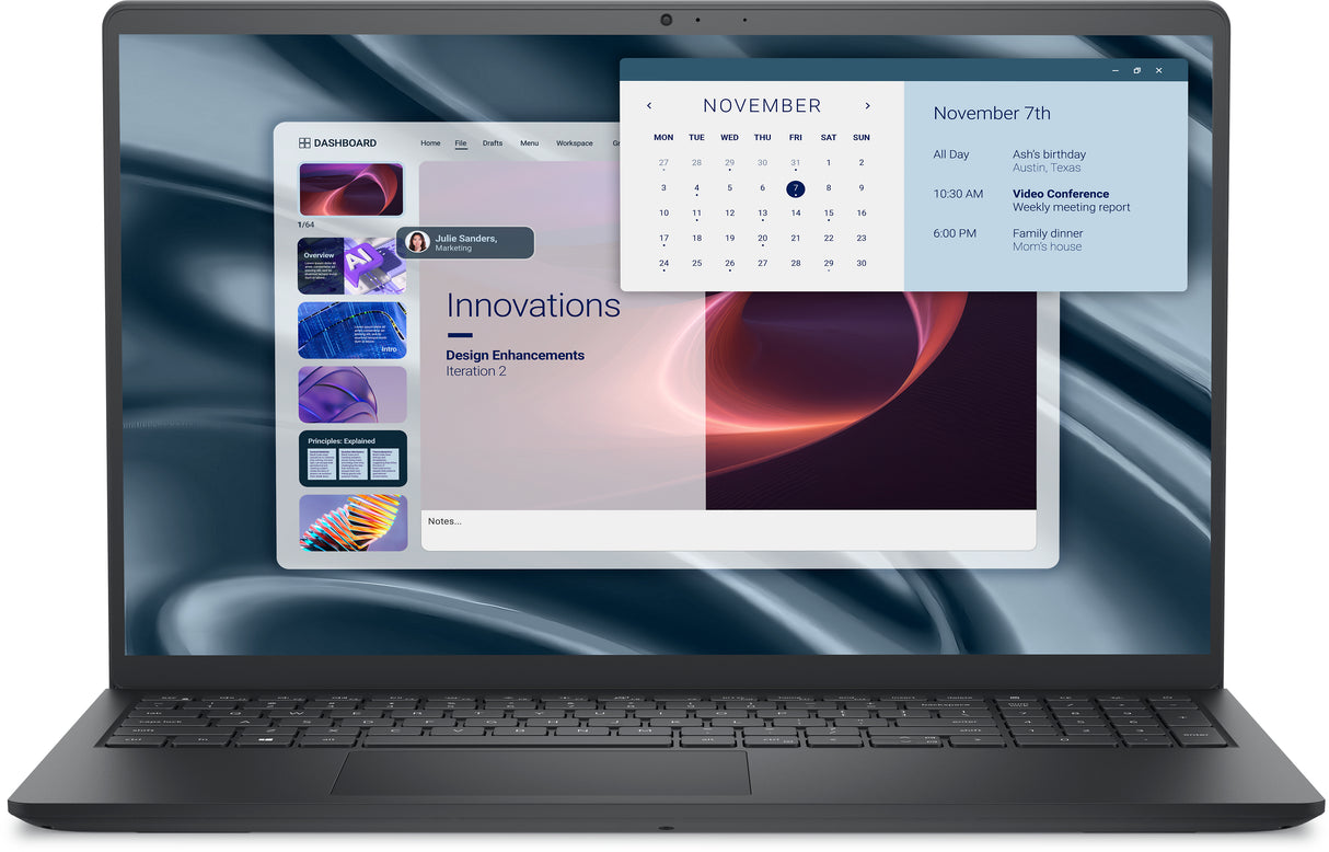 DELL PV15255 AMD Ryzen™ 5 7520U Laptop 39,6 cm (15.6") Fuld HD 8 GB LPDDR5-SDRAM 512 GB SSD Wi-Fi 5 (802.11ac) Windows 11 Pro Sort