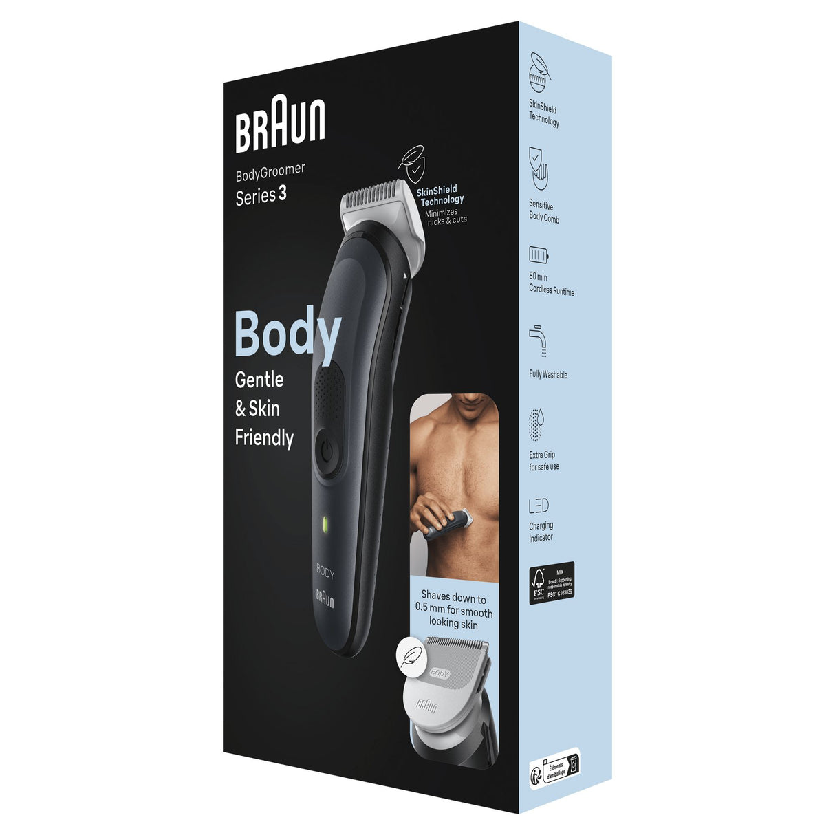 Braun BodyGroomer 3 BG3340 Sort, Grå