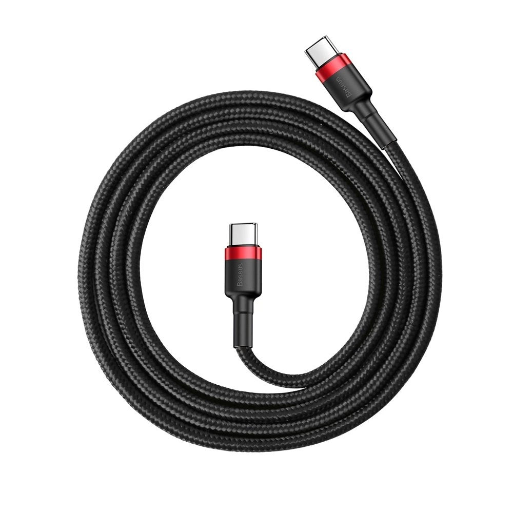 Baseus CATKLF-G91 USB-C - USB-C PD QC-kabel 60W 3A 480Mb/s 1m - sort og rød