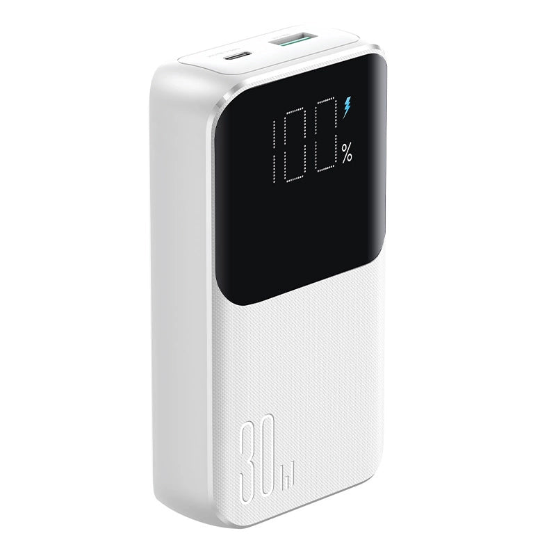 Joyroom JR-PBC07 20000mAh 30W mini powerbank med USB-C og Lightning kabler - hvid