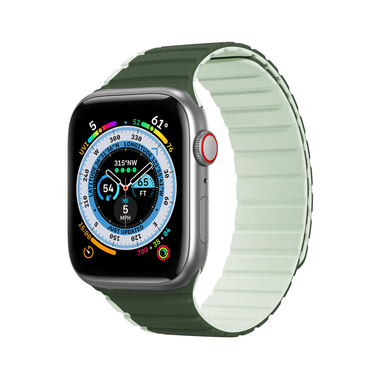 Magnetisk Apple Watch Ultra, SE, 8, 7, 6, 5, 4, 3, 2, 1 (49, 45, 44, 42 mm) Dux Ducis-rem (LD-version) - Grøn