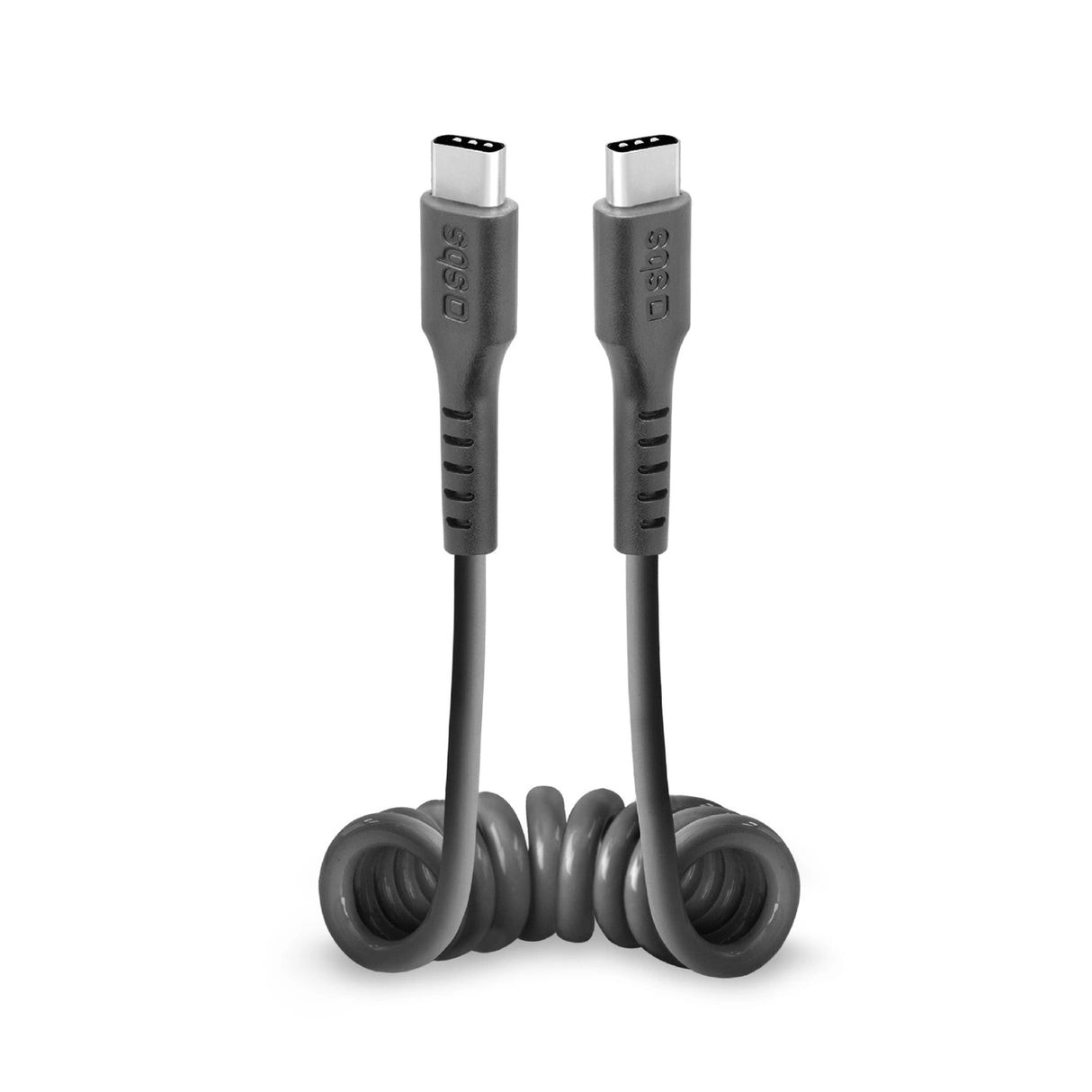 SBS TECABLETYPCCSK USB-C spiralkabel - USB-C 0,5m - sort