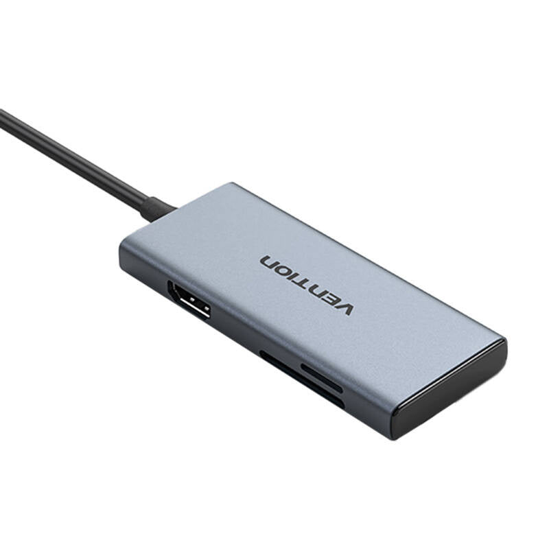 USB-C til HDMI, 3x USB 3.0, SD, TF Hub Vention TOOHB 0,15m Grå