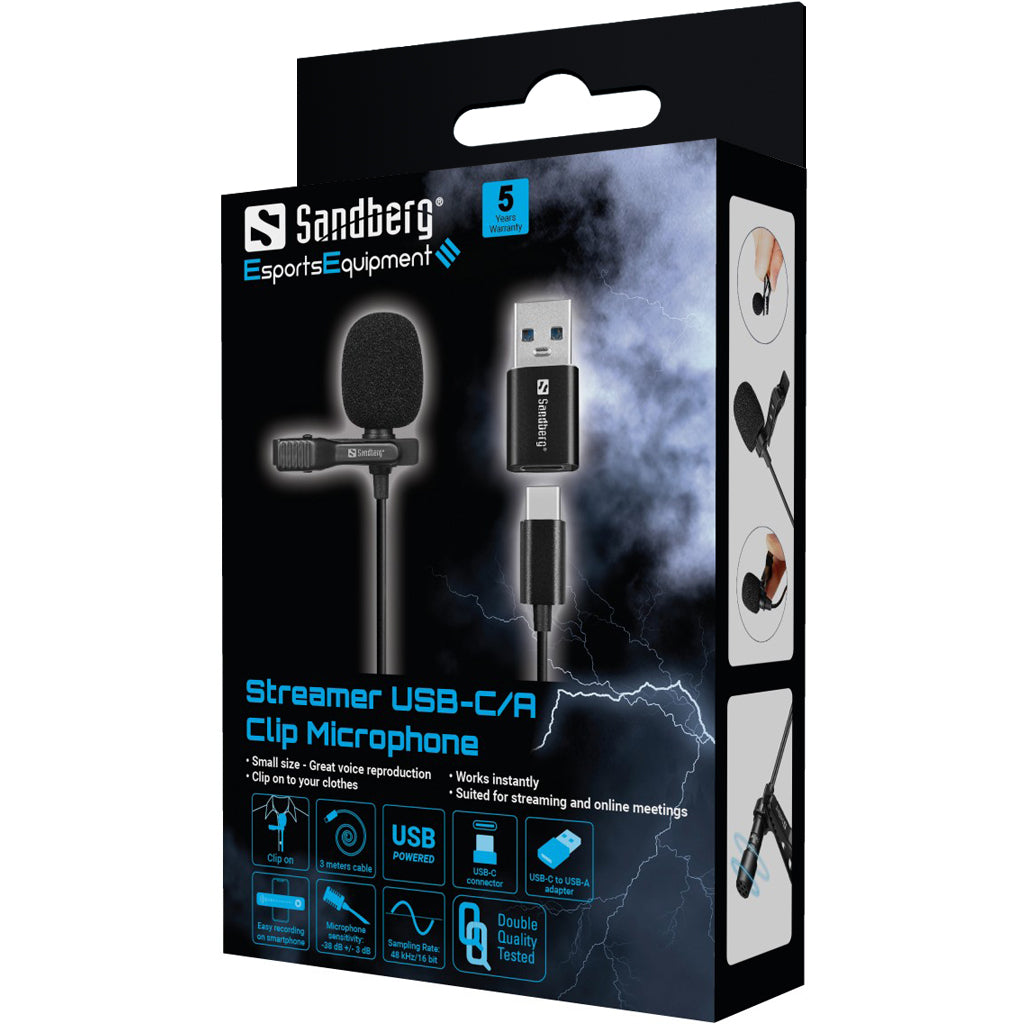 Sandberg Streamer USB Clip Microphone