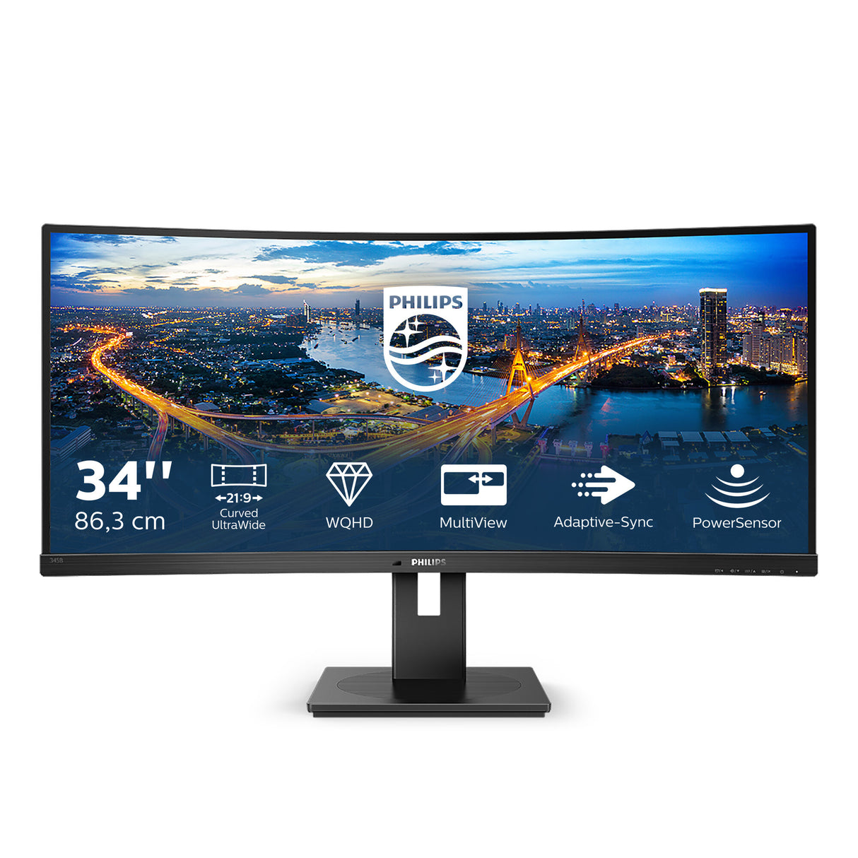 Philips B Line 345B1C/00 computerskærm 86,4 cm (34") 3440 x 1440 pixel Quad HD LCD Sort