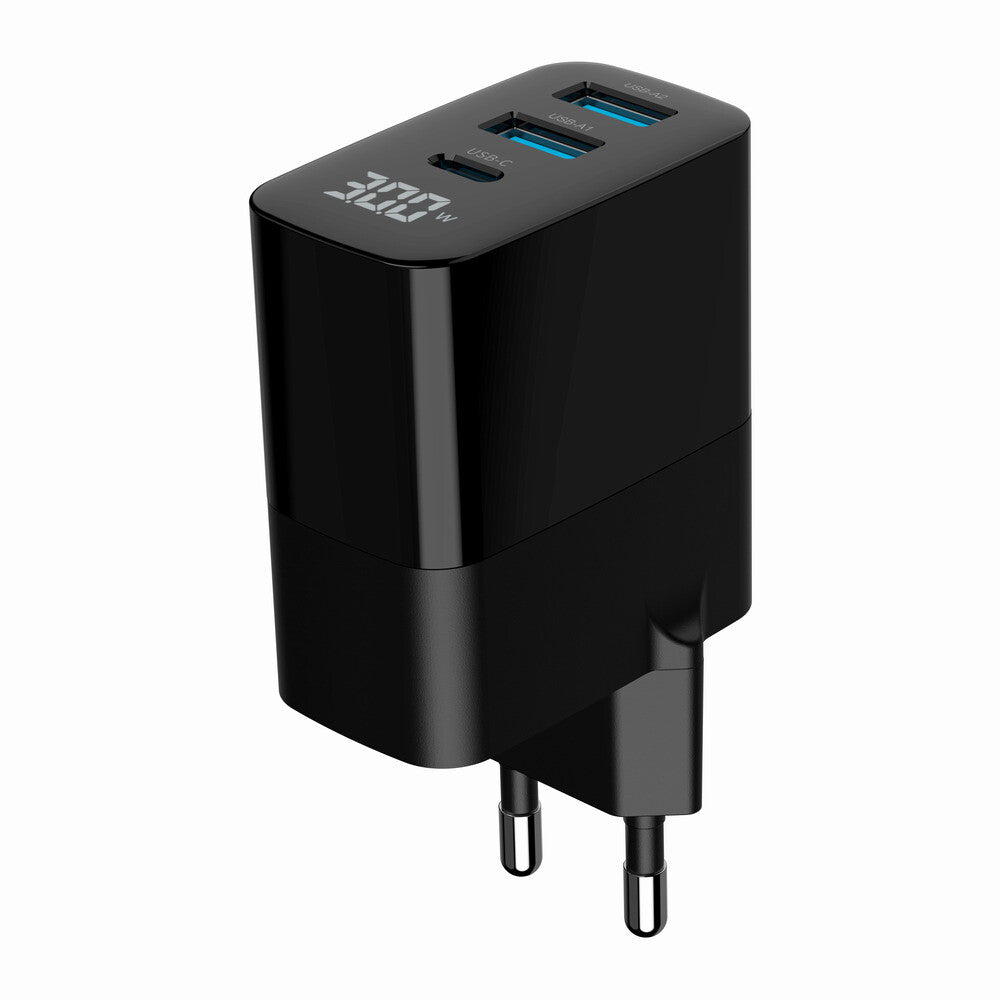Gembird TA-UC-PDQC30LCD-BK-02 oplader til mobil enhed Universel Sort Vekselstrøm Hurtig opladning Indendørs