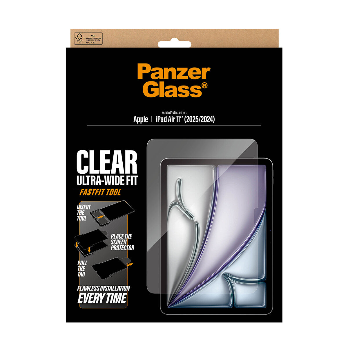 PanzerGlass ® Skærmbeskyttelse iPad Air 11" (2024-2026) | Ultra-Wide Fit m. FASTFIT TOOL