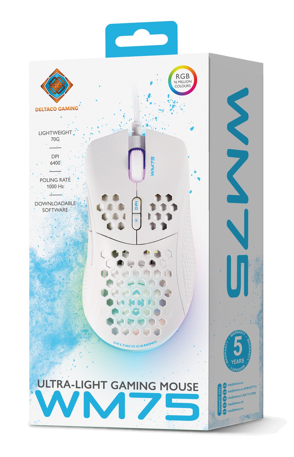 Deltaco Gaming WM75 lightweight mouse, white