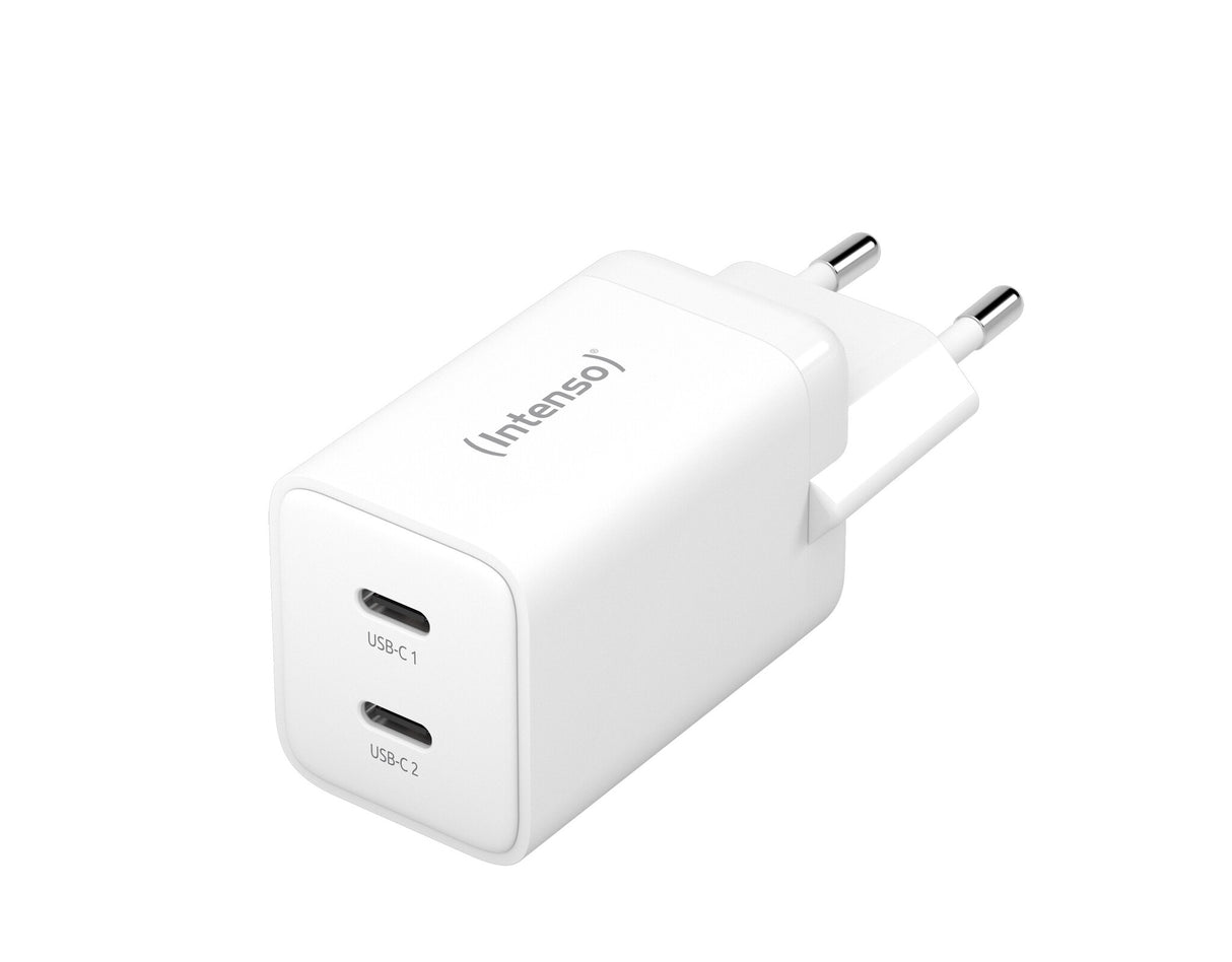 Intenso POWER ADAPTER 2XUSB-C GAN/7804012 Universel Hvid Vekselstrøm Hurtig opladning Indendørs
