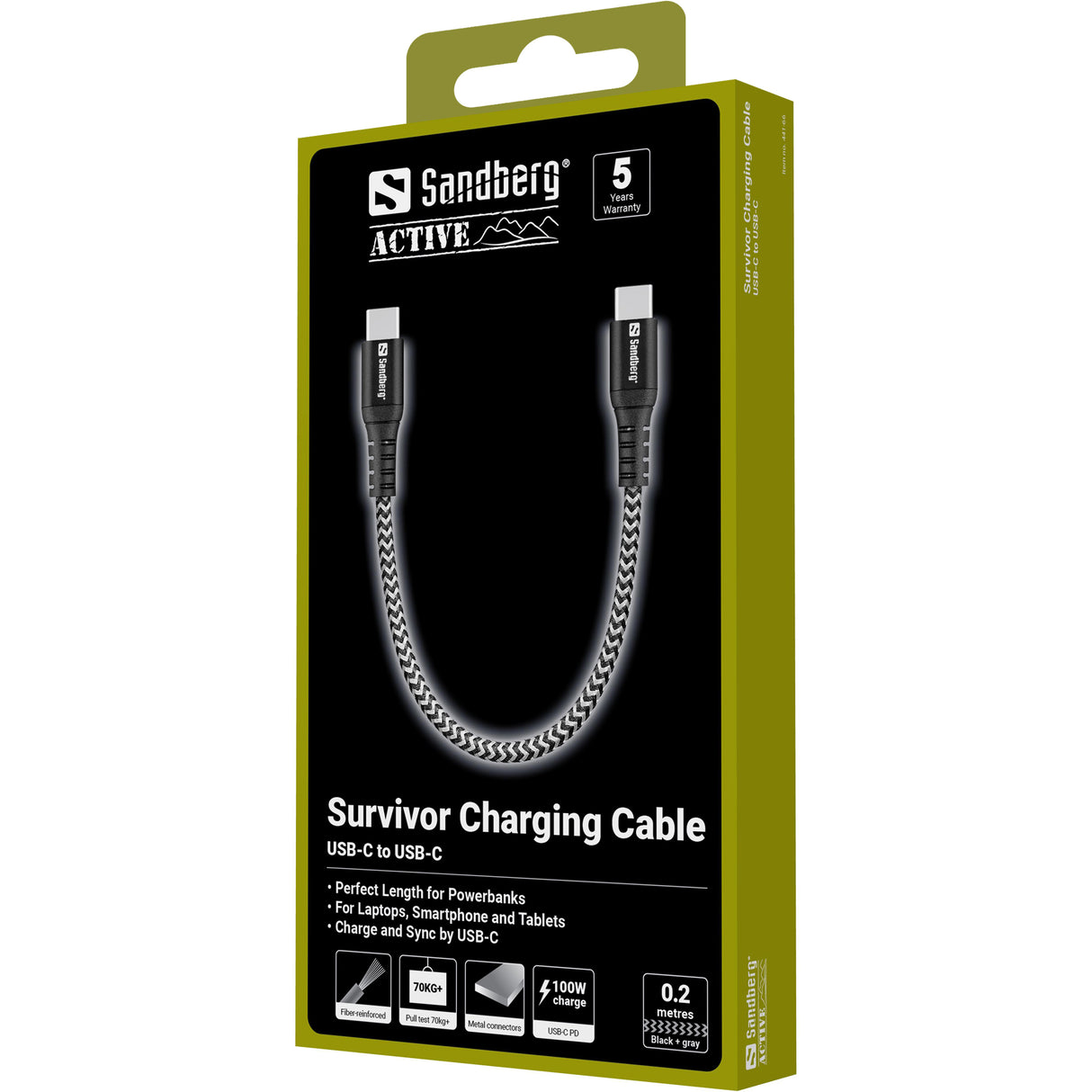 SANDBERG Survivor USB-C Cable 0.2M 100W