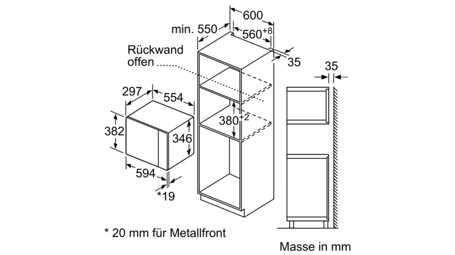 Bosch BFL520MS0 mikrobølgeovn Sort, Rustfrit stål Kombination mikroovn Indbygget 20 L 800 W