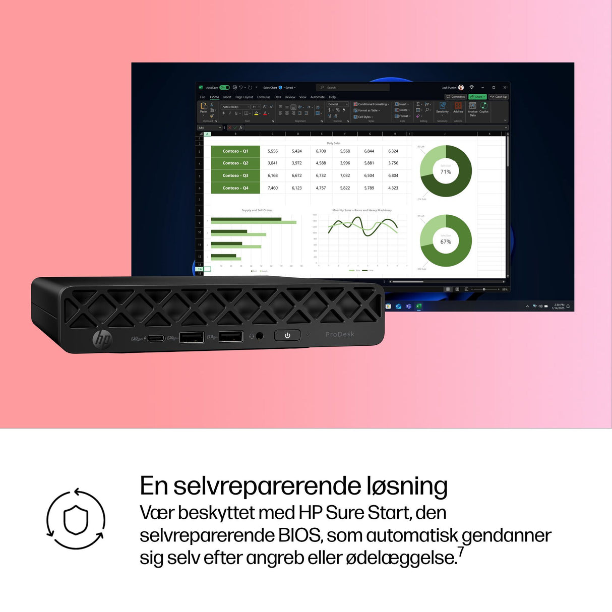 HP ProDesk 4 Mini G1i Intel Core Ultra 5 225T 16 GB DDR5-SDRAM 512 GB SSD Windows 11 Pro Mini PC AI PC Sort