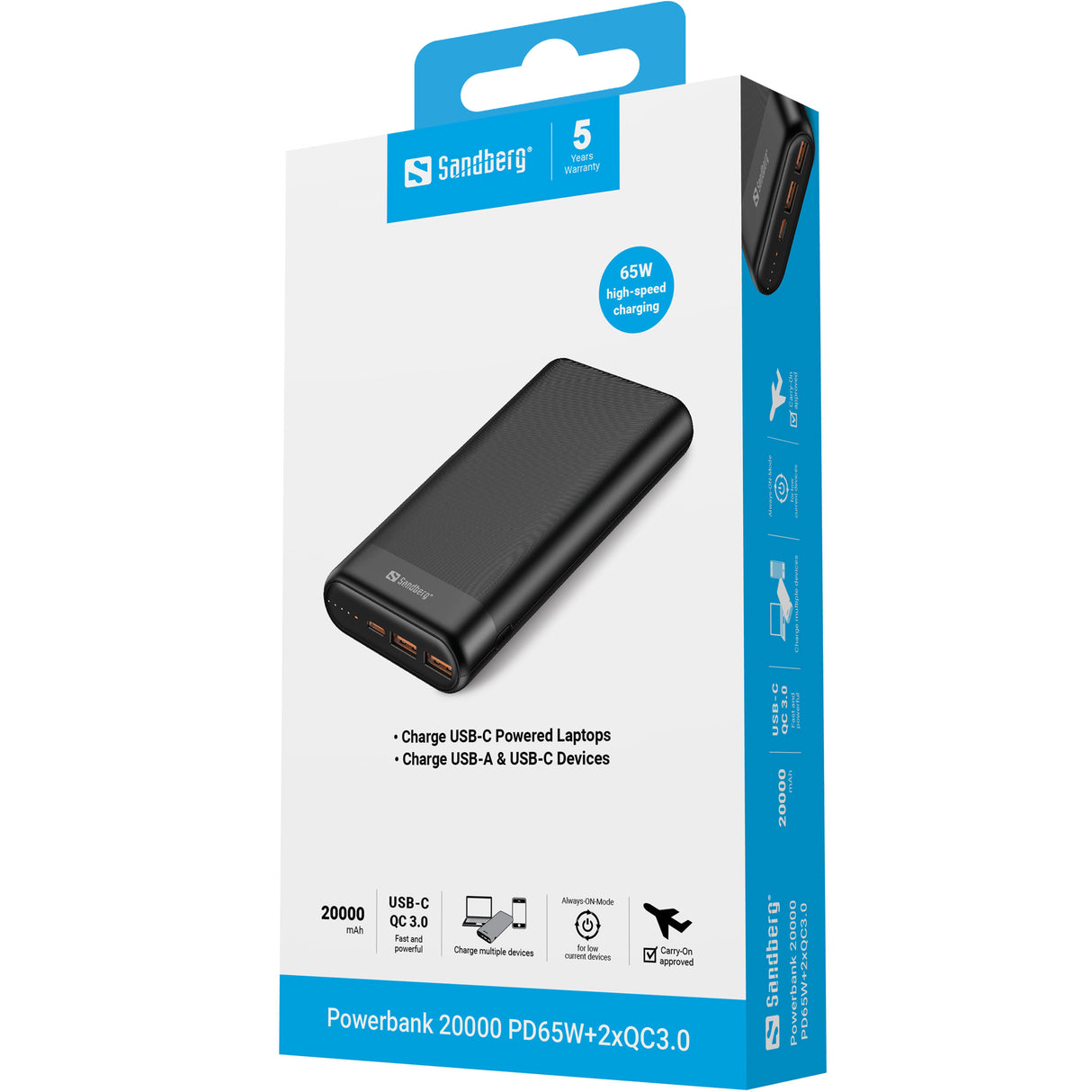 Sandberg 420-62 powerbank Lithium-Ion (Li-Ion) 20000 mAh Sort