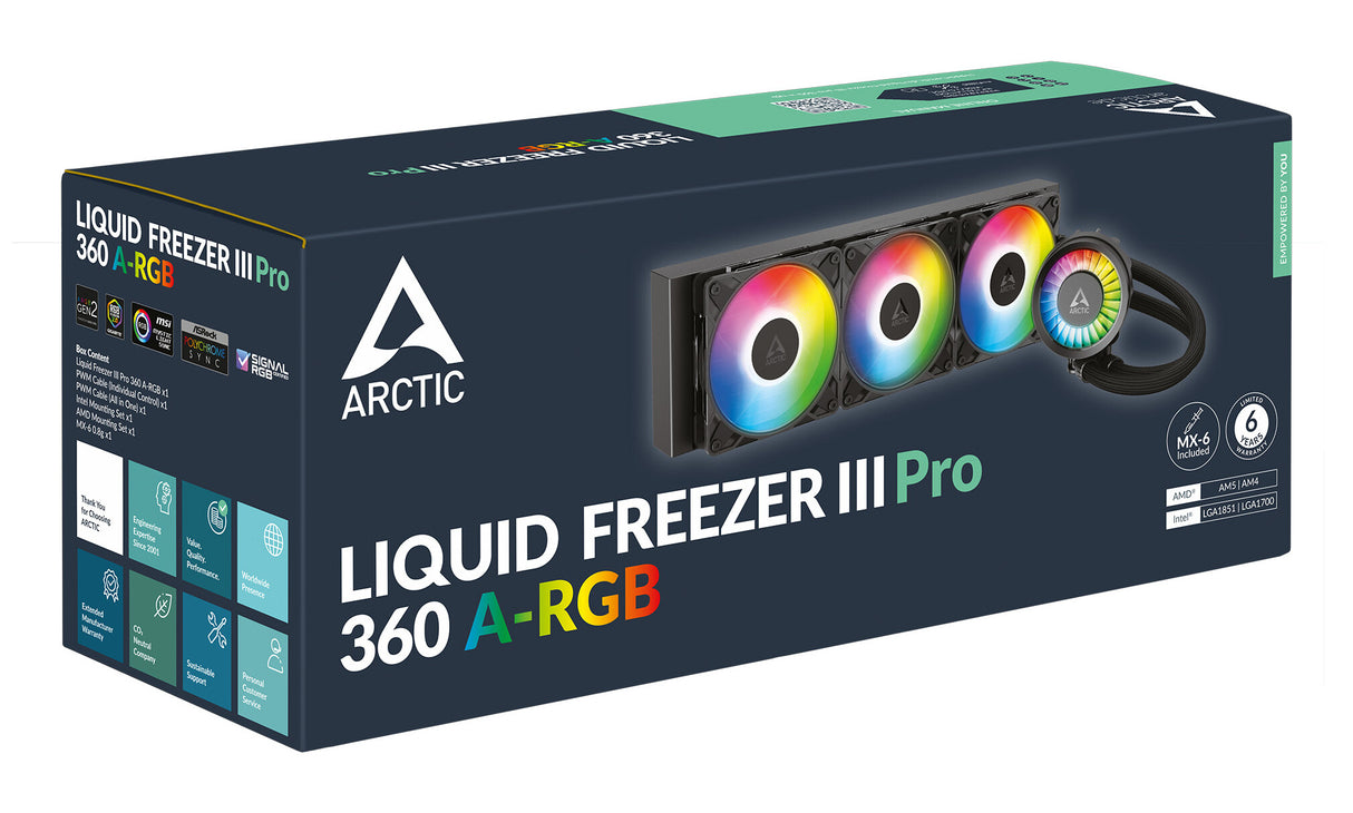 ARCTIC Liquid Freezer III Pro 360 A-RGB Processor Væskekølingssæt 12 cm Sort 1 stk