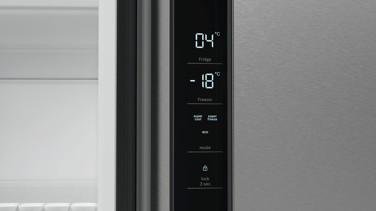 Bosch Serie 4 KFN96VPEA side-by-side køle-fryseskab Fritstående 605 L Rustfrit stål