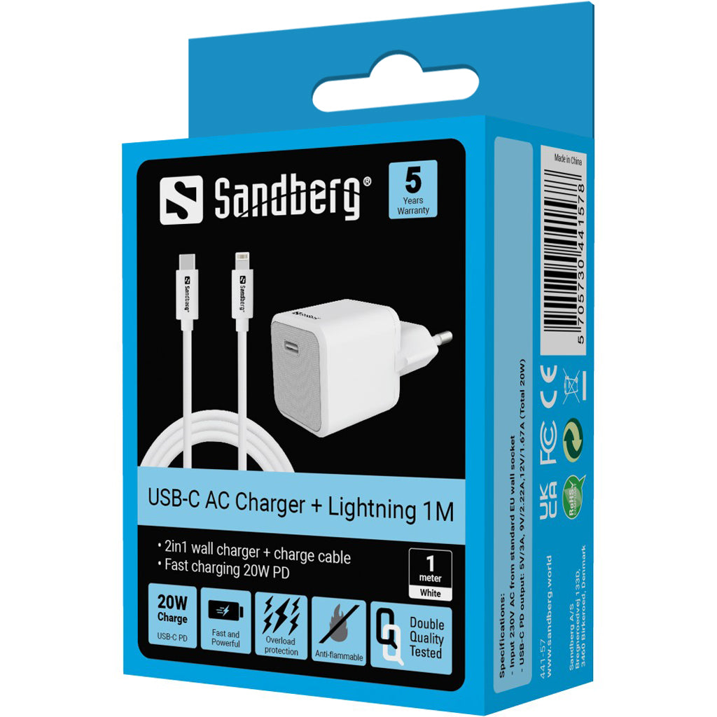 Sandberg USB-C AC Charger +Lightning 1M