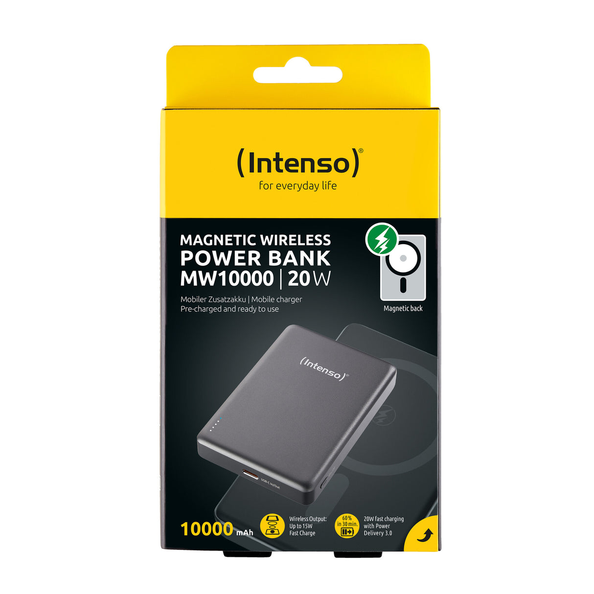Intenso MW10000 Lithium polymer (LiPo) 10000 mAh Trådløs opladning Grå