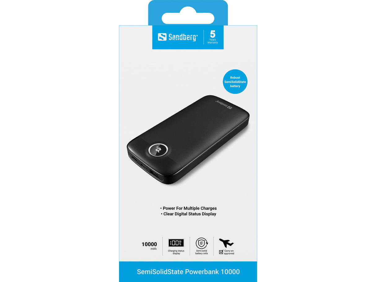 Sandberg 421-48 powerbank Halvfast tilstand 10000 mAh Sort