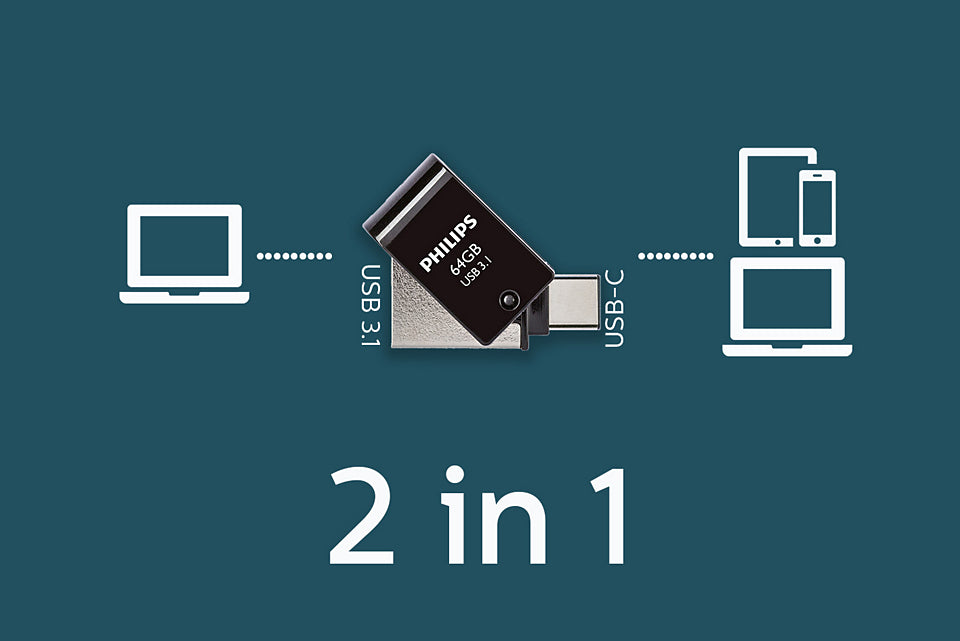 Philips FM64DC152B/00 USB-nøgle 64 GB USB Type-A 3.2 Gen 1 (3.1 Gen 1) Sort, Sølv