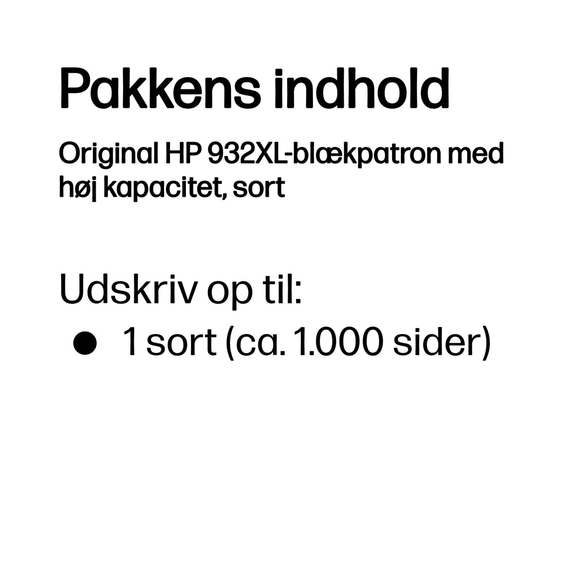 HP 932XL Sort 1000 sider Blæk CN053AE