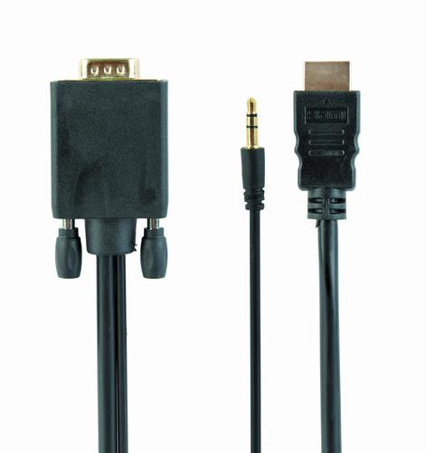 Gembird A-HDMI-VGA-03-10 video cable adapter 3 m HDMI + 3.5mm VGA (D-Sub) Black